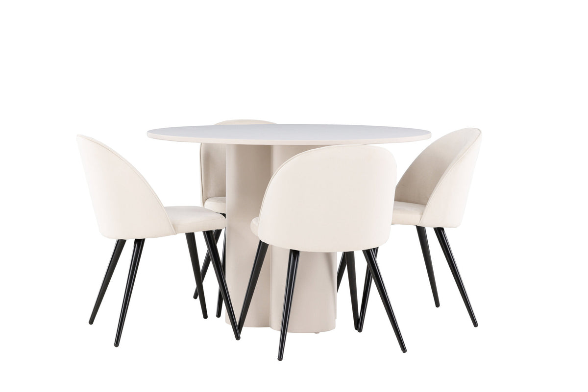Olivia Esstisch mit Velvet Stühlen in Beige präsentiert im Onlineshop von KAQTU Design AG. Esszimmerset ist von Venture Home