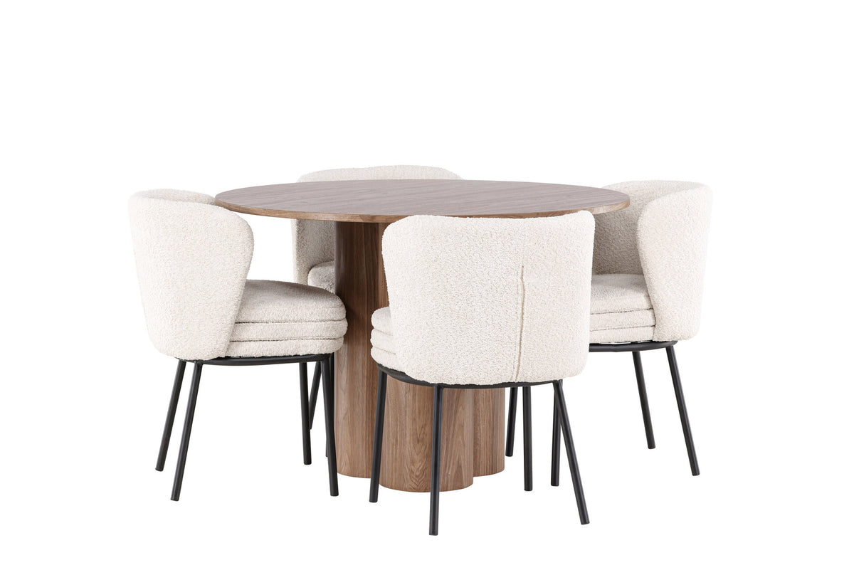 Olivia Esstisch mit Agnes Stühlen in Weiss präsentiert im Onlineshop von KAQTU Design AG. Esszimmerset ist von Venture Home