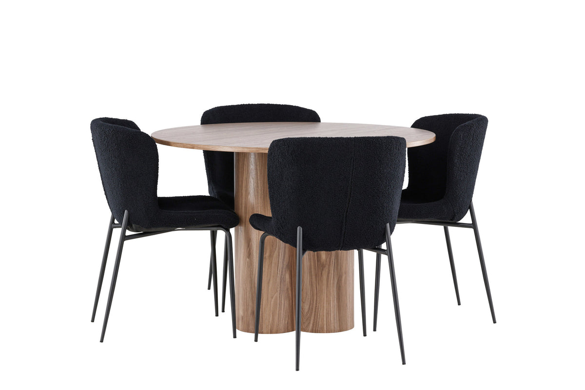 Olivia Esstisch mit Modesto Stühlen in Schwarz präsentiert im Onlineshop von KAQTU Design AG. Esszimmerset ist von Venture Home