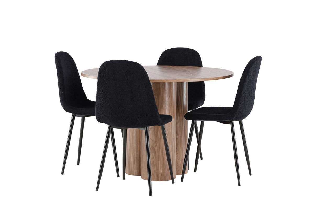 Olivia Esstisch mit Polar Stühlen in Schwarz präsentiert im Onlineshop von KAQTU Design AG. Esszimmerset ist von Venture Home