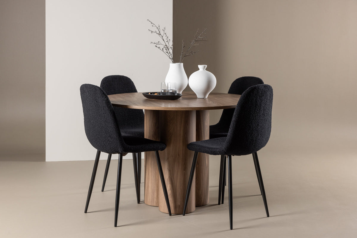 Olivia Esstisch mit Polar Stühlen in Schwarz präsentiert im Onlineshop von KAQTU Design AG. Esszimmerset ist von Venture Home