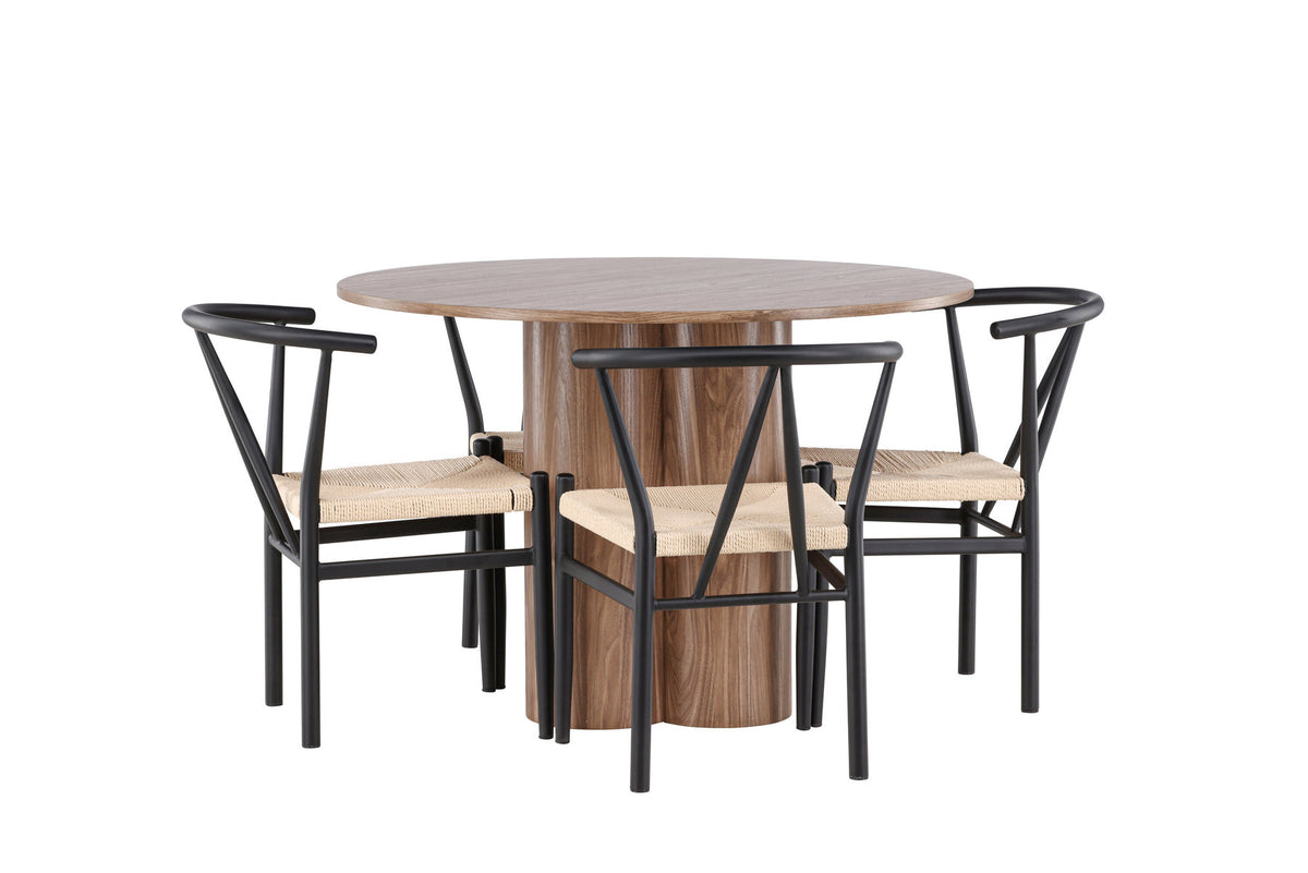 Olivia Esstisch mit Stühlen Alfons in Schwarz präsentiert im Onlineshop von KAQTU Design AG. Esszimmerset ist von Venture Home