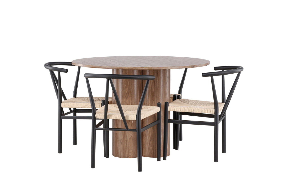 Olivia Esstisch mit Stühlen Alfons in Schwarz präsentiert im Onlineshop von KAQTU Design AG. Esszimmerset ist von Venture Home