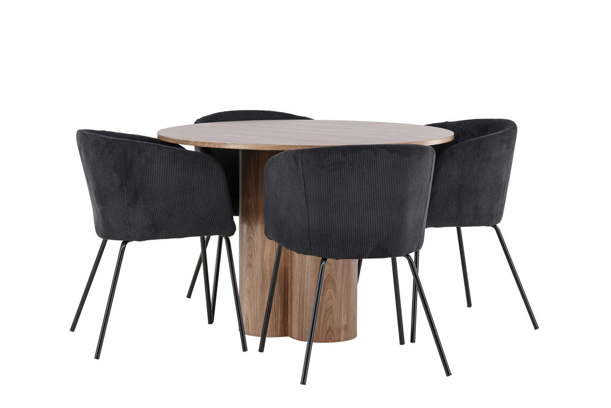 Olivia Esstisch mit Stühlen von Berit in Schwarz präsentiert im Onlineshop von KAQTU Design AG. Esszimmerset ist von Venture Home