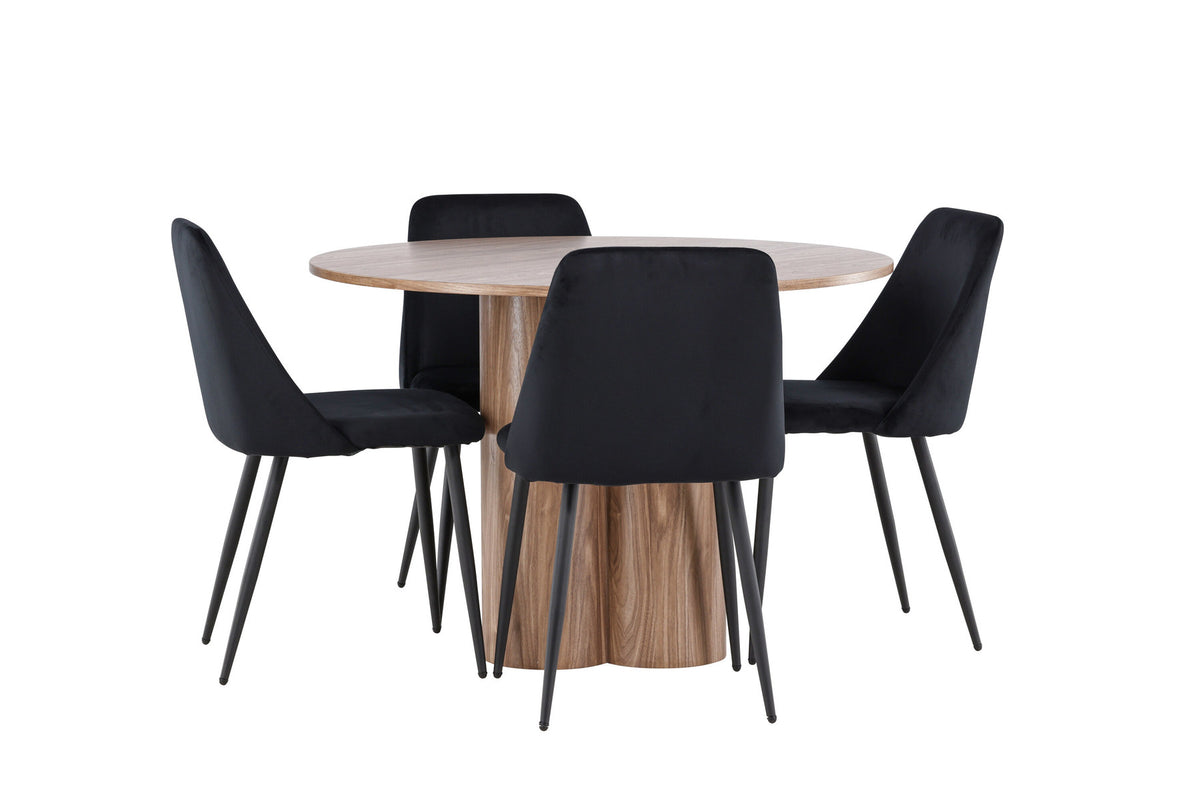 Olivia Esstisch mit Night Stühlen in Schwarz präsentiert im Onlineshop von KAQTU Design AG. Esszimmerset ist von Venture Home