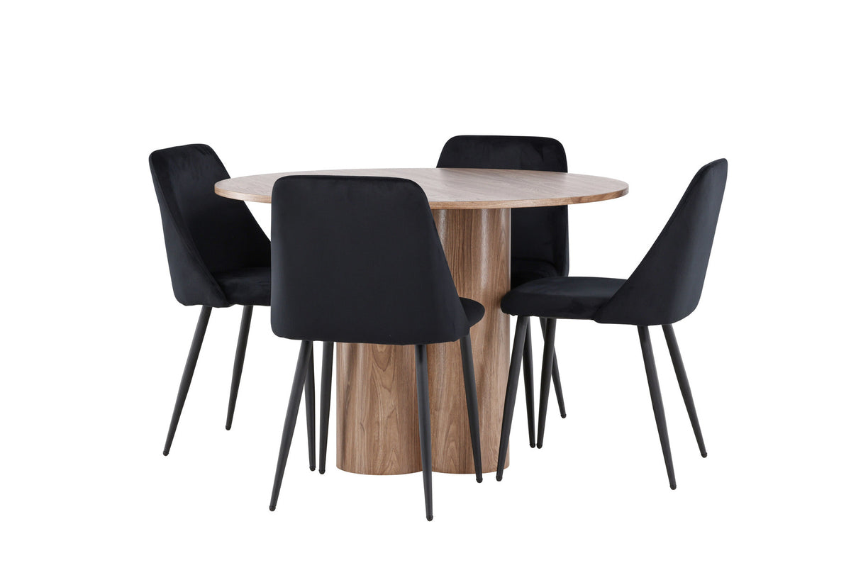 Olivia Esstisch mit Night Stühlen in Schwarz präsentiert im Onlineshop von KAQTU Design AG. Esszimmerset ist von Venture Home