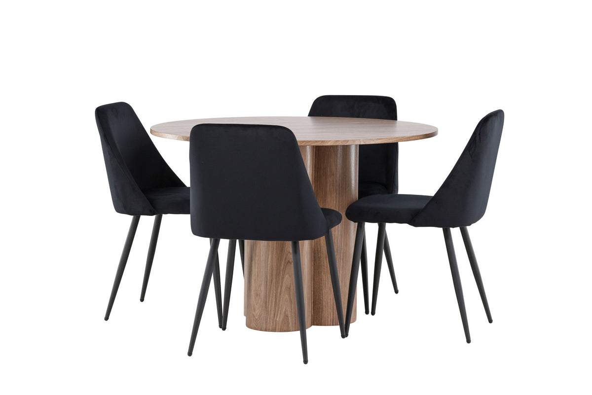Olivia Esstisch mit Night Stühlen in Schwarz präsentiert im Onlineshop von KAQTU Design AG. Esszimmerset ist von Venture Home