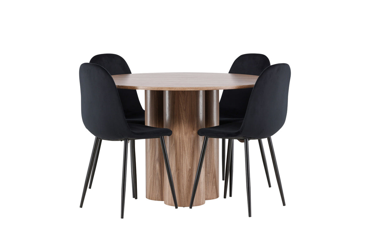 Olivia Esstisch mit Polar Stühlen in Schwarz präsentiert im Onlineshop von KAQTU Design AG. Esszimmerset ist von Venture Home