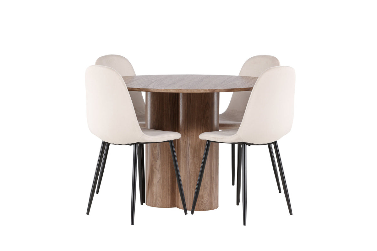Olivia Esstisch mit Polar Stühlen in Beige präsentiert im Onlineshop von KAQTU Design AG. Esszimmerset ist von Venture Home