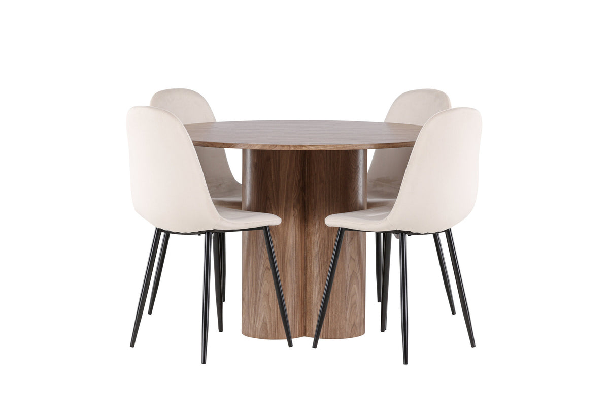 Olivia Esstisch mit Polar Stühlen in Beige präsentiert im Onlineshop von KAQTU Design AG. Esszimmerset ist von Venture Home