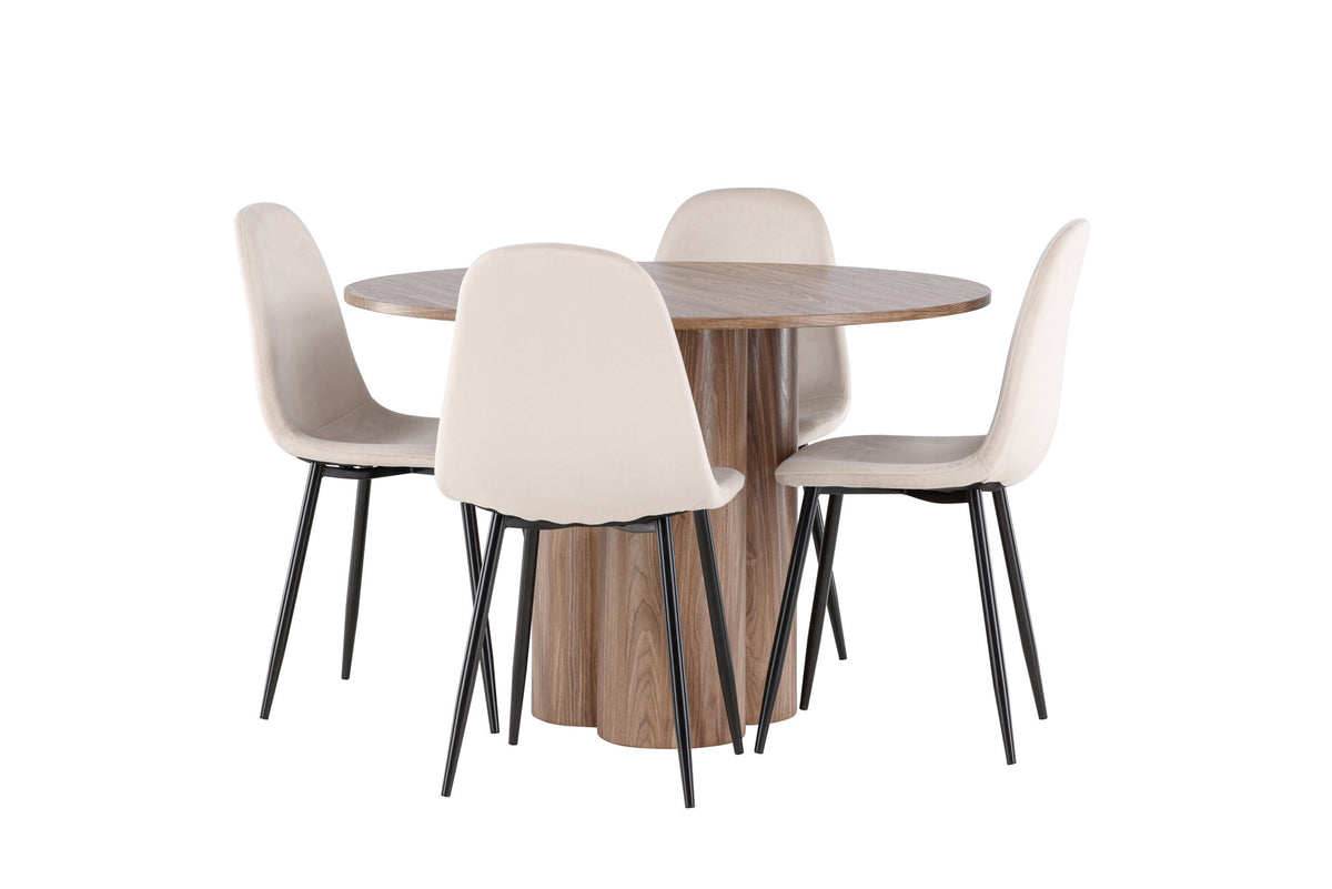 Olivia Esstisch mit Polar Stühlen in Beige präsentiert im Onlineshop von KAQTU Design AG. Esszimmerset ist von Venture Home