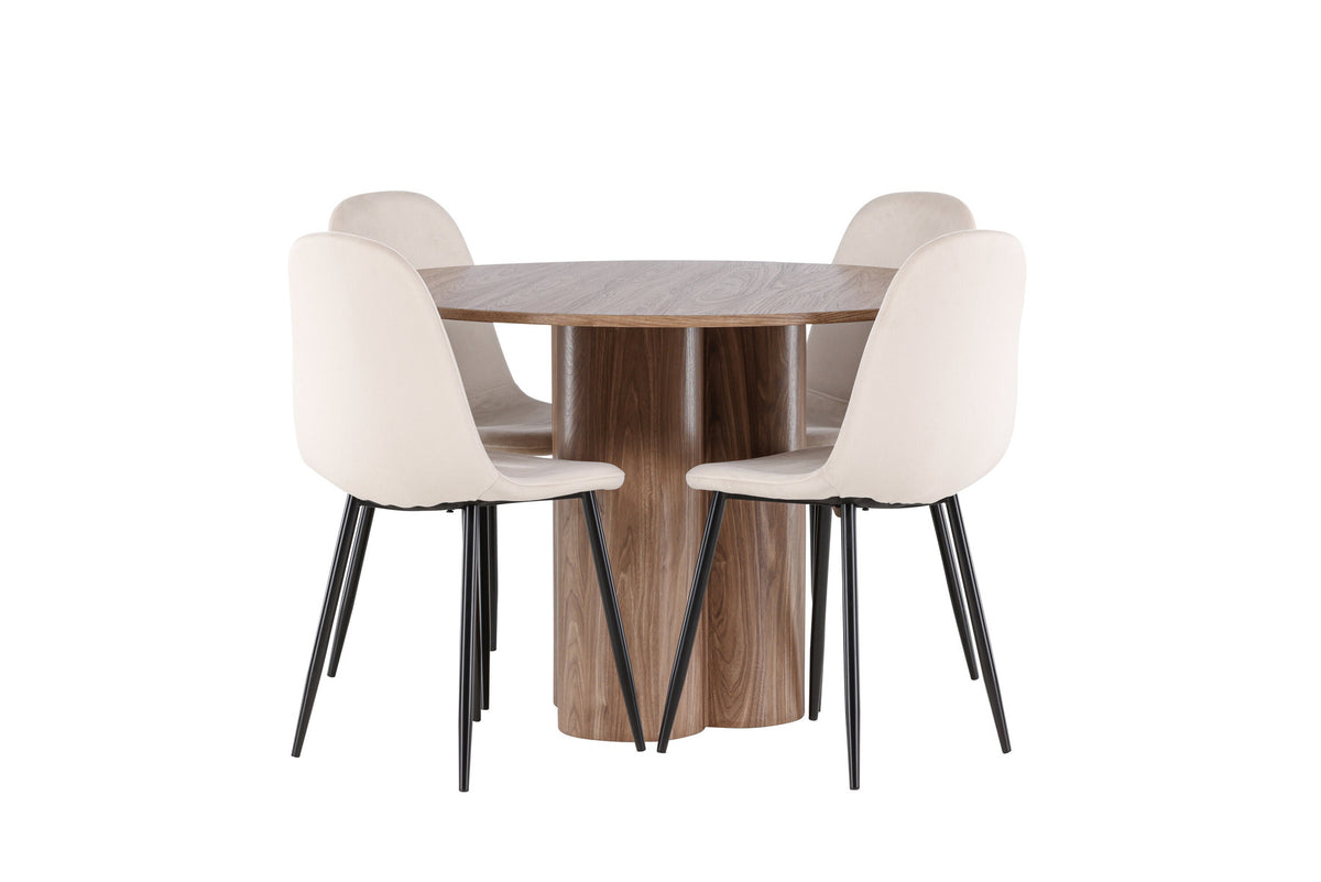 Olivia Esstisch mit Polar Stühlen in Beige präsentiert im Onlineshop von KAQTU Design AG. Esszimmerset ist von Venture Home