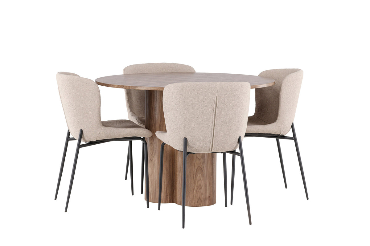 Olivia Esstisch mit Modesto Stühlen in Beige präsentiert im Onlineshop von KAQTU Design AG. Esszimmerset ist von Venture Home