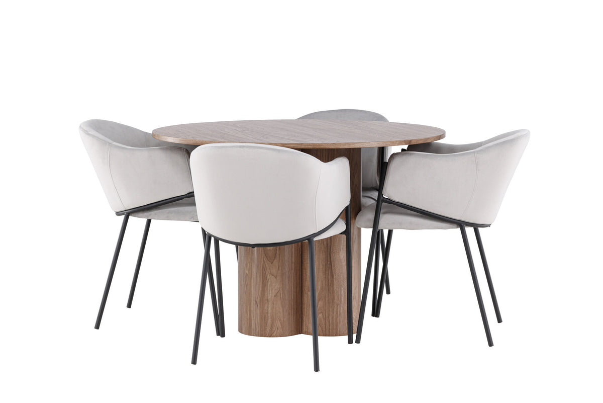 Olivia Esstisch mit Evelina Stühlen in Grau präsentiert im Onlineshop von KAQTU Design AG. Esszimmerset ist von Venture Home