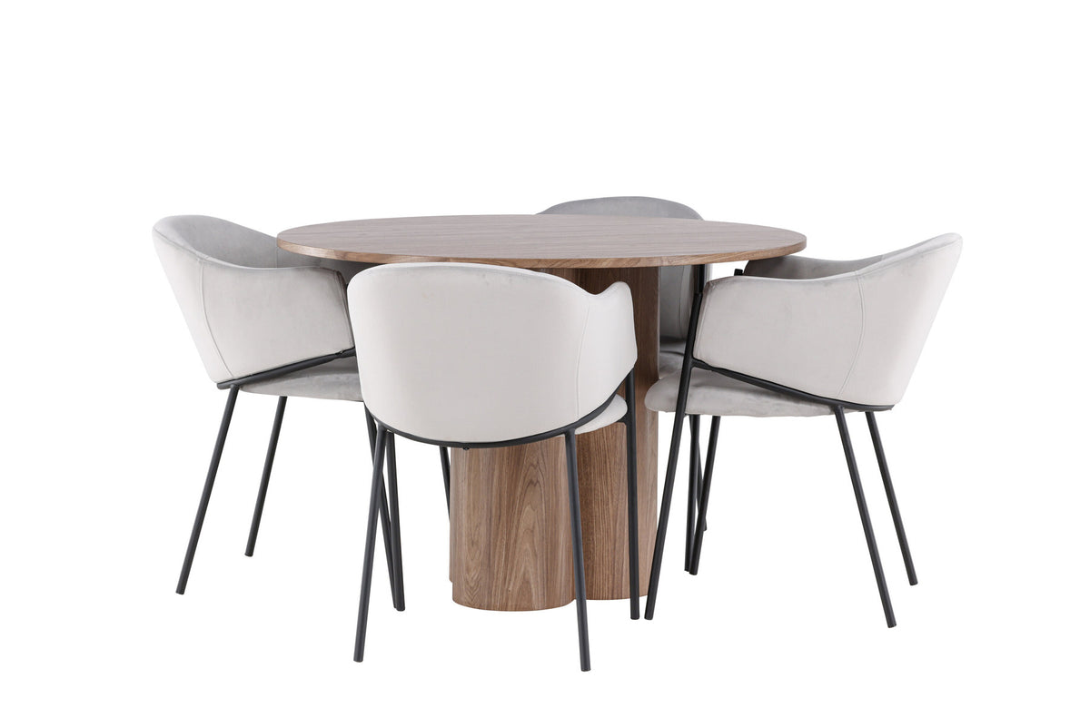 Olivia Esstisch mit Evelina Stühlen in Grau präsentiert im Onlineshop von KAQTU Design AG. Esszimmerset ist von Venture Home