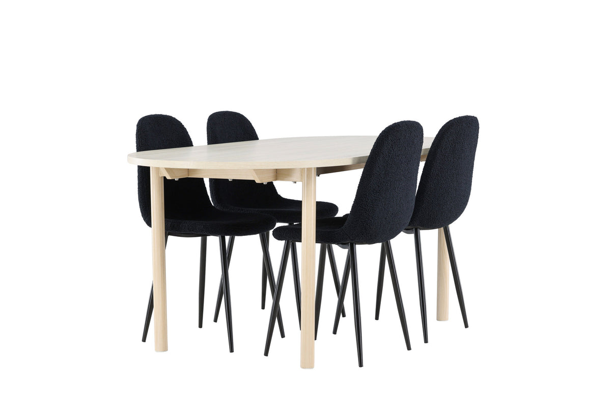 Andy Esstisch mit Polar Stühlen in Schwarz präsentiert im Onlineshop von KAQTU Design AG. Esszimmerset ist von Venture Home