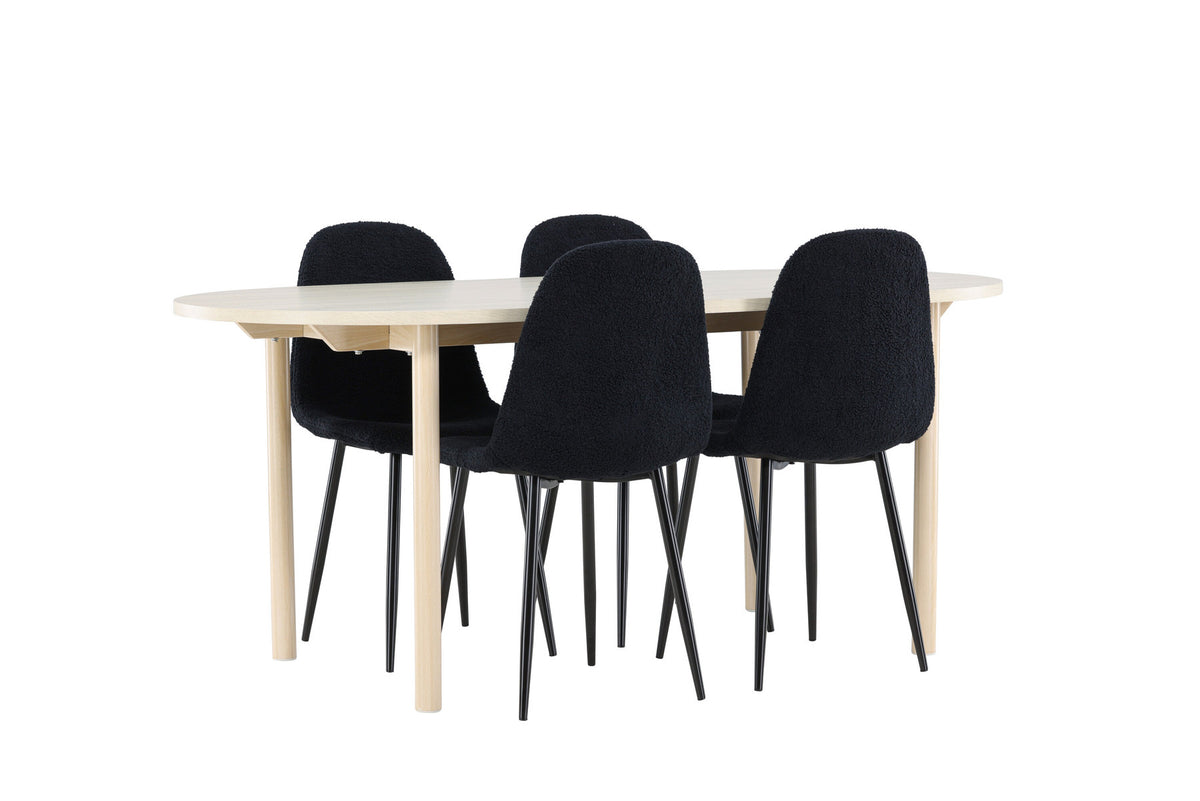 Andy Esstisch mit Polar Stühlen in Schwarz präsentiert im Onlineshop von KAQTU Design AG. Esszimmerset ist von Venture Home