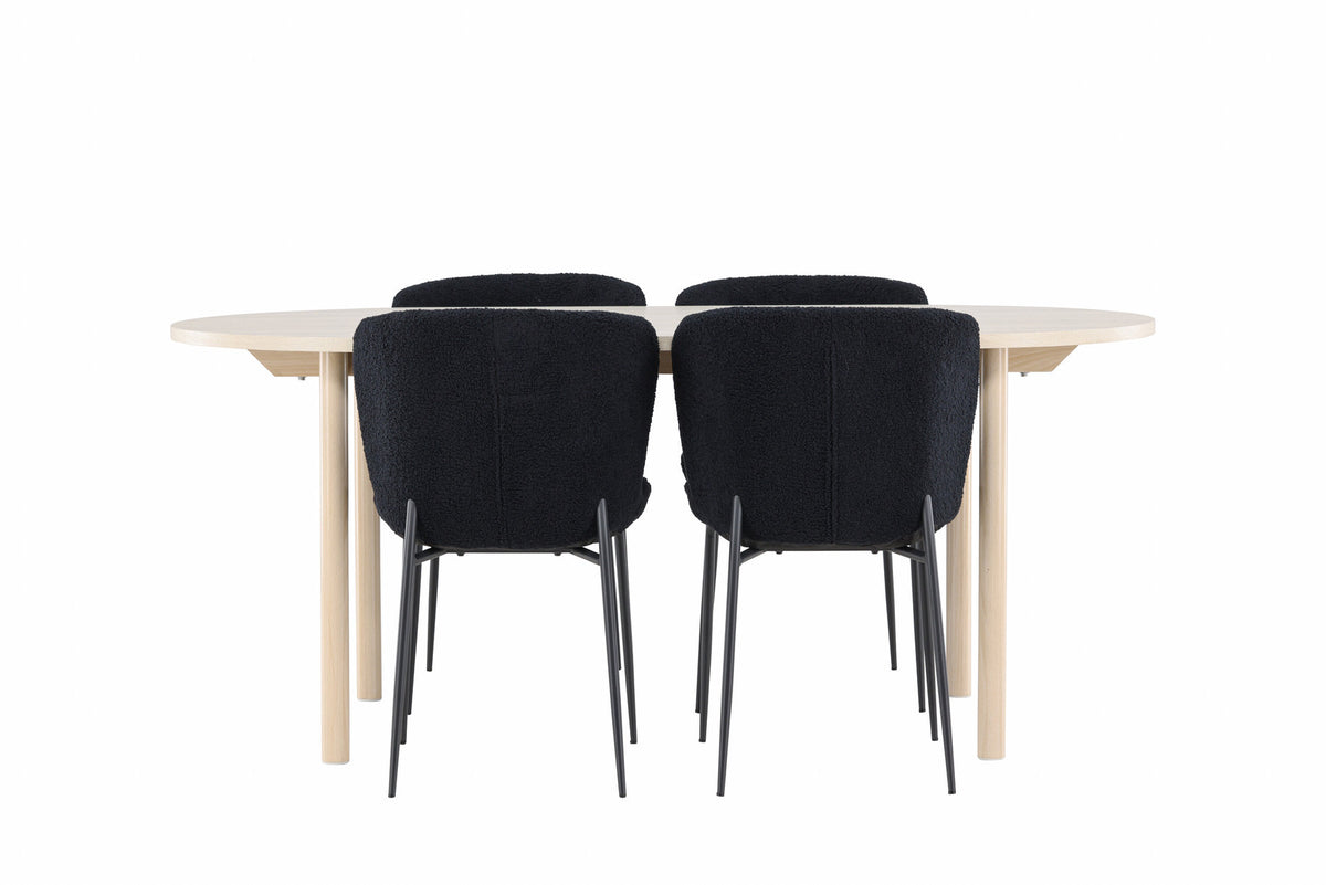 Andy Esstisch mit Modesto Stühlen in Schwarz präsentiert im Onlineshop von KAQTU Design AG. Esszimmerset ist von Venture Home