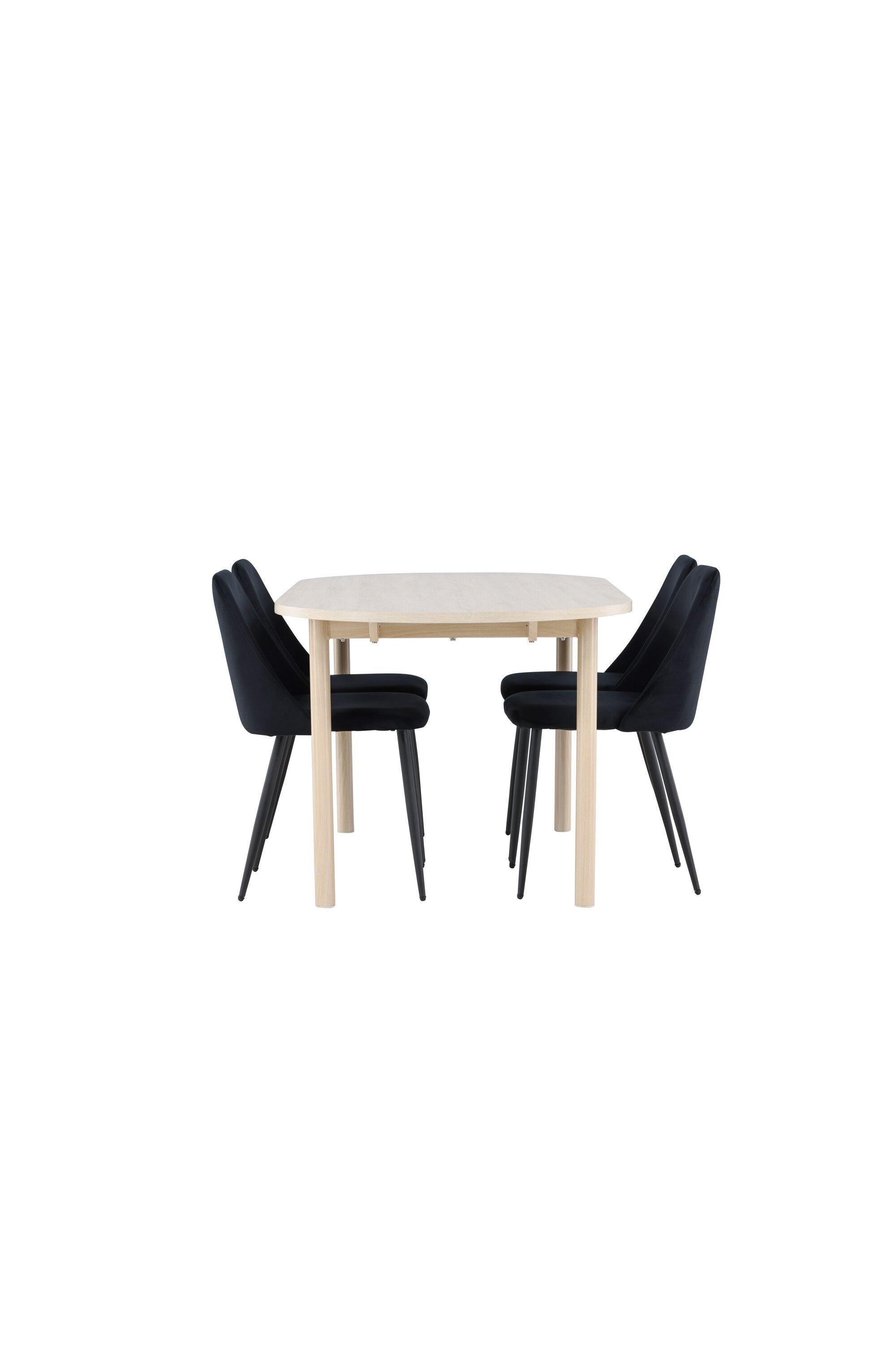 Elegantes Esstischset bestehend aus dem Andy Esstisch und den stilvollen Night Esszimmerstühlen von Venture Home, perfekt für moderne Wohnräume.