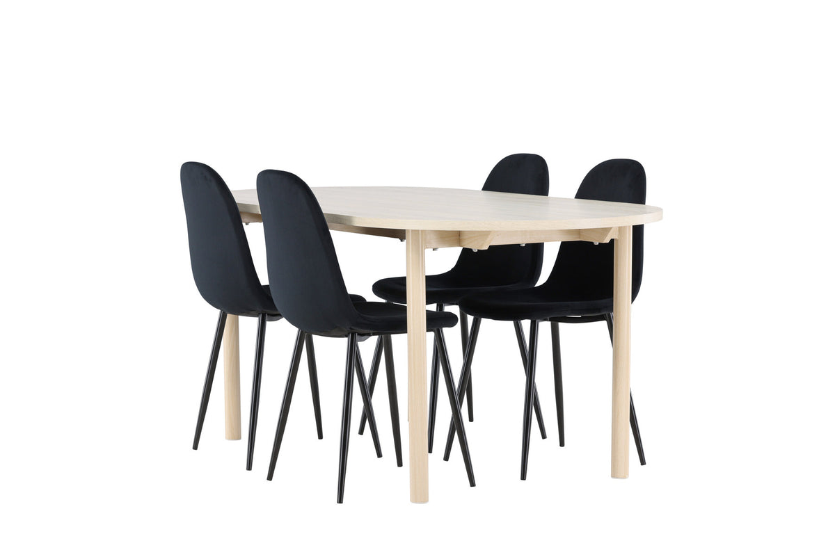 Andy Esstisch mit Polar Stühlen in Schwarz präsentiert im Onlineshop von KAQTU Design AG. Esszimmerset ist von Venture Home