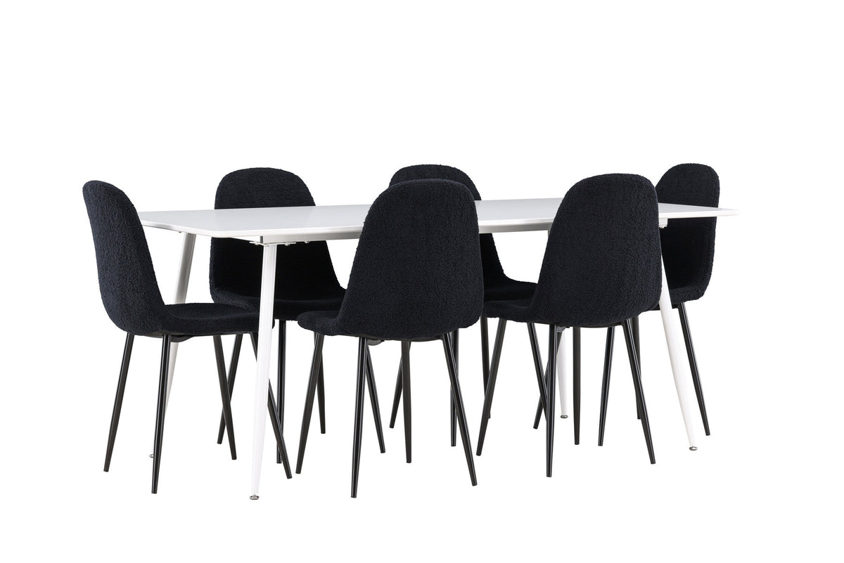 Silar Esstisch mit Polar Stühlen in Schwarz präsentiert im Onlineshop von KAQTU Design AG. Esszimmerset ist von Venture Home
