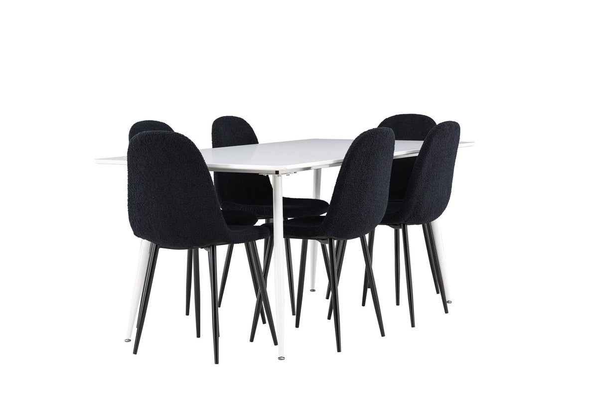 Silar Esstisch mit Polar Stühlen in Schwarz präsentiert im Onlineshop von KAQTU Design AG. Esszimmerset ist von Venture Home