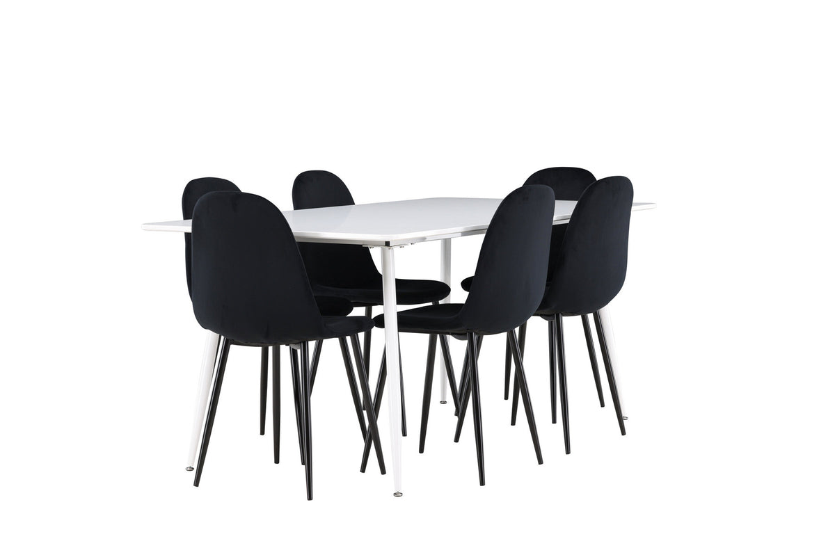 Silar Esstisch mit Polar Stühlen in Schwarz präsentiert im Onlineshop von KAQTU Design AG. Esszimmerset ist von Venture Home