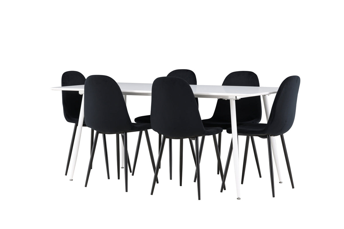 Silar Esstisch mit Polar Stühlen in Schwarz präsentiert im Onlineshop von KAQTU Design AG. Esszimmerset ist von Venture Home