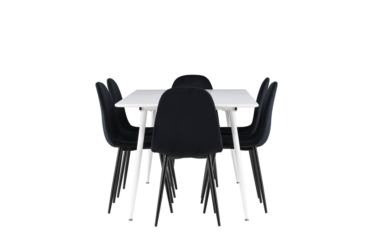 Silar Esstisch mit Polar Stühlen in Schwarz präsentiert im Onlineshop von KAQTU Design AG. Esszimmerset ist von Venture Home