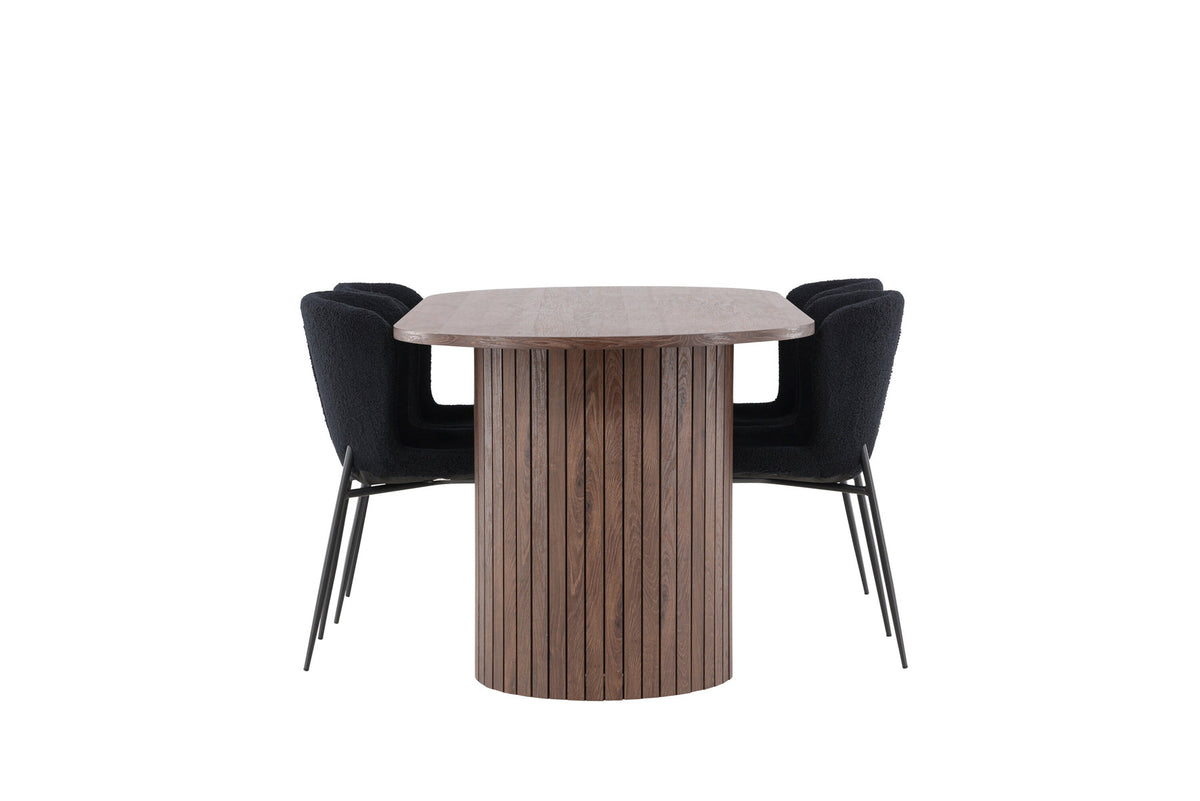 Härön Esstisch mit Modesto Stühlen in Schwarz präsentiert im Onlineshop von KAQTU Design AG. Esszimmerset ist von Venture Home