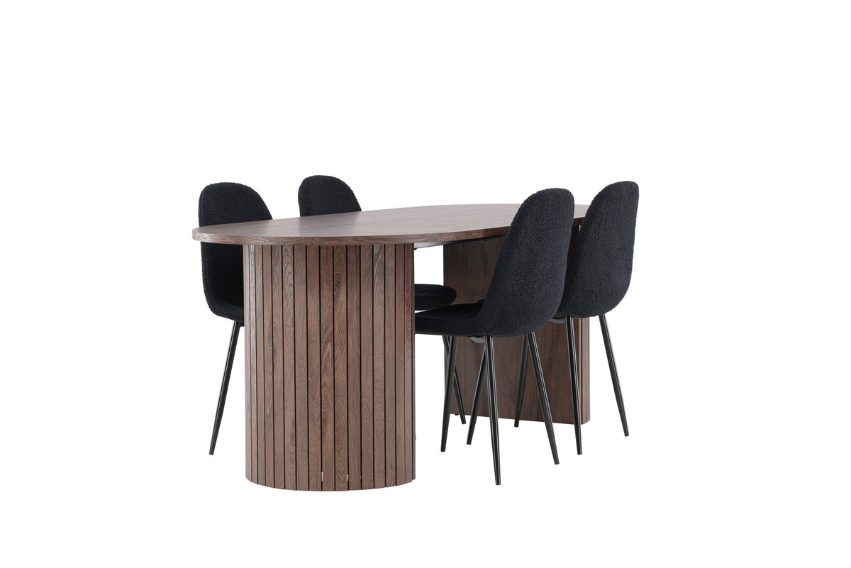 Härön Esstisch mit Polar Stühlen in Schwarz präsentiert im Onlineshop von KAQTU Design AG. Esszimmerset ist von Venture Home