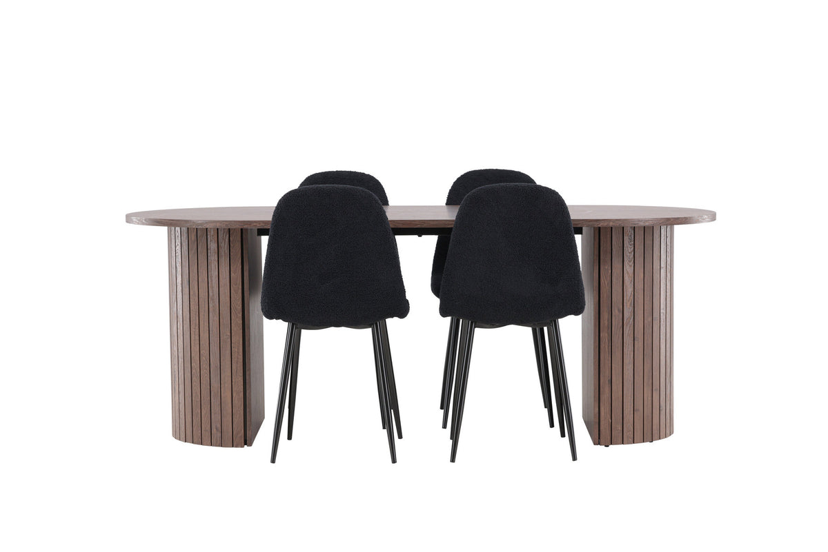 Härön Esstisch mit Polar Stühlen in Schwarz präsentiert im Onlineshop von KAQTU Design AG. Esszimmerset ist von Venture Home