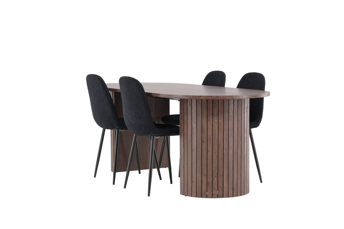 Härön Esstisch mit Polar Stühlen in Schwarz präsentiert im Onlineshop von KAQTU Design AG. Esszimmerset ist von Venture Home