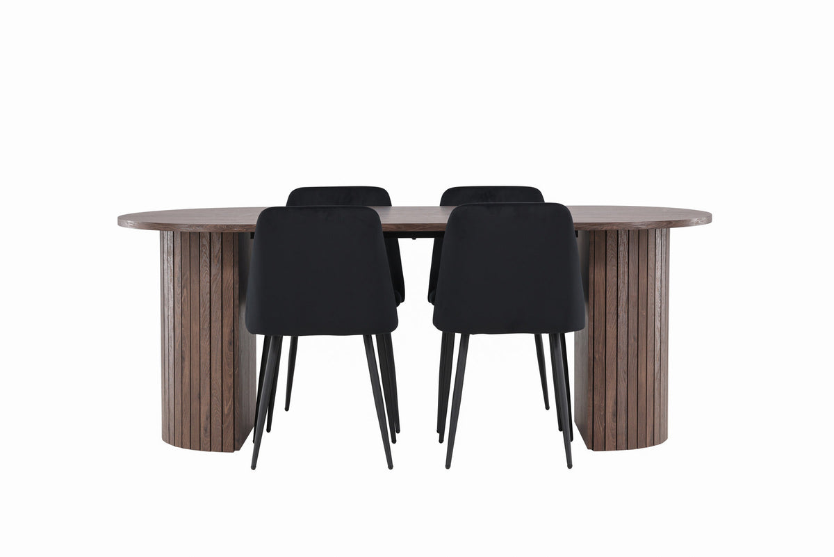 Härön Esstisch mit Night Stühlen in Schwarz präsentiert im Onlineshop von KAQTU Design AG. Esszimmerset ist von Venture Home