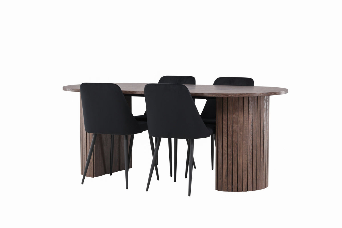 Härön Esstisch mit Night Stühlen in Schwarz präsentiert im Onlineshop von KAQTU Design AG. Esszimmerset ist von Venture Home