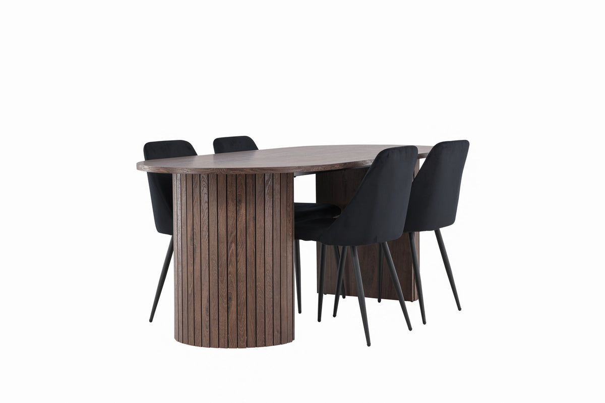Härön Esstisch mit Night Stühlen in Schwarz präsentiert im Onlineshop von KAQTU Design AG. Esszimmerset ist von Venture Home