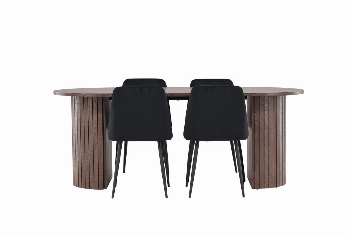 Härön Esstisch mit Night Stühlen in Schwarz präsentiert im Onlineshop von KAQTU Design AG. Esszimmerset ist von Venture Home