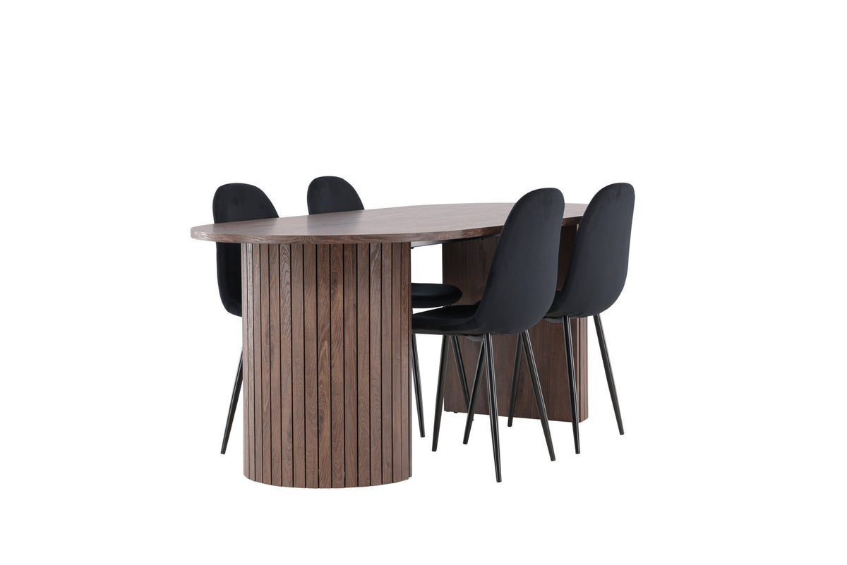 Härön Esstisch mit Polar Stühlen in Schwarz präsentiert im Onlineshop von KAQTU Design AG. Esszimmerset ist von Venture Home