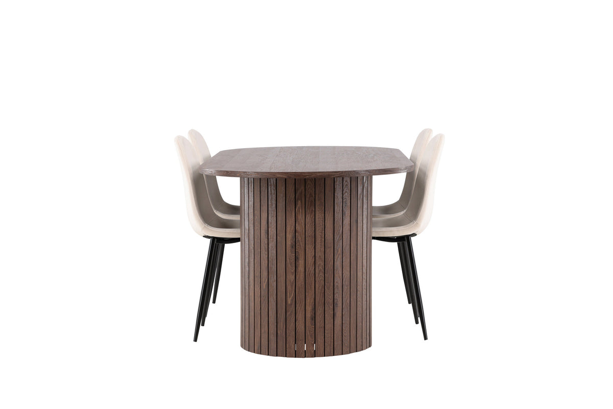 Härön Esstisch mit Polar Stühlen in Beige präsentiert im Onlineshop von KAQTU Design AG. Esszimmerset ist von Venture Home