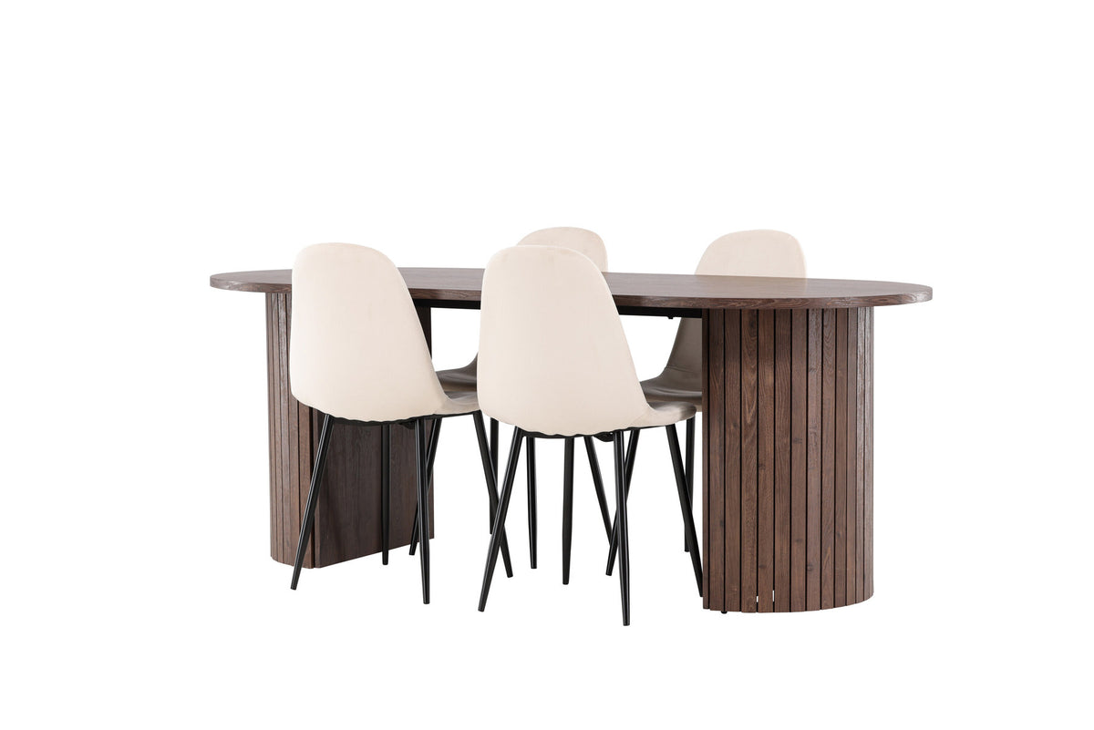 Härön Esstisch mit Polar Stühlen in Beige präsentiert im Onlineshop von KAQTU Design AG. Esszimmerset ist von Venture Home