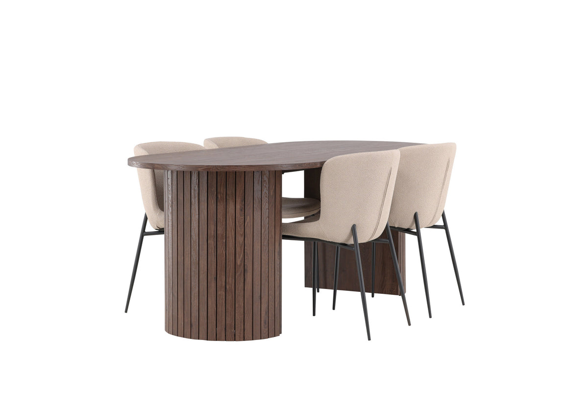 Härön Esstisch mit Modesto Stühlen in Beige präsentiert im Onlineshop von KAQTU Design AG. Esszimmerset ist von Venture Home