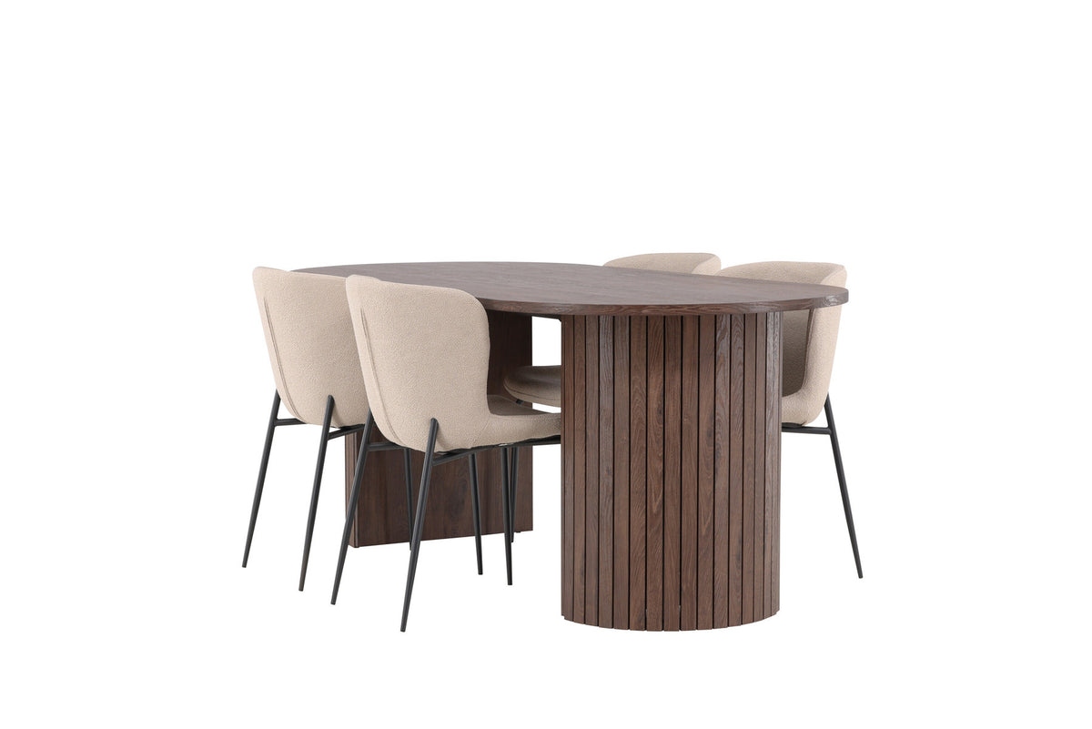 Härön Esstisch mit Modesto Stühlen in Beige präsentiert im Onlineshop von KAQTU Design AG. Esszimmerset ist von Venture Home