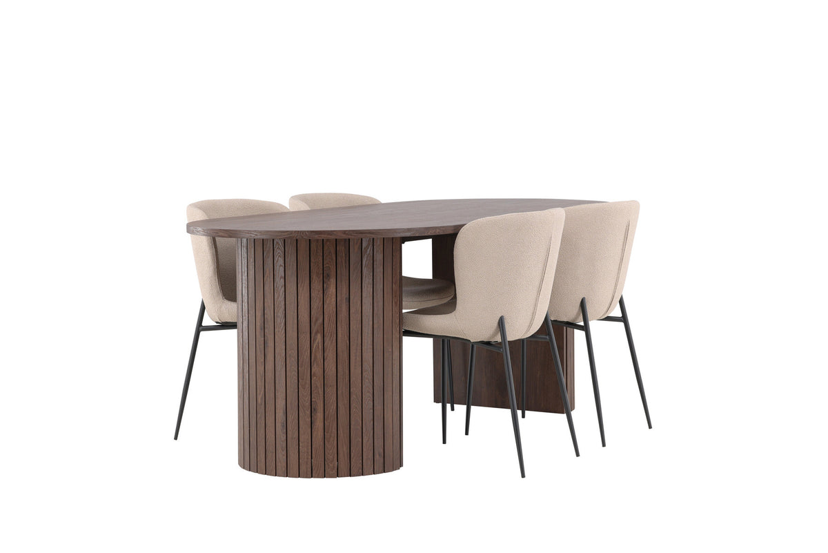 Härön Esstisch mit Modesto Stühlen in Beige präsentiert im Onlineshop von KAQTU Design AG. Esszimmerset ist von Venture Home