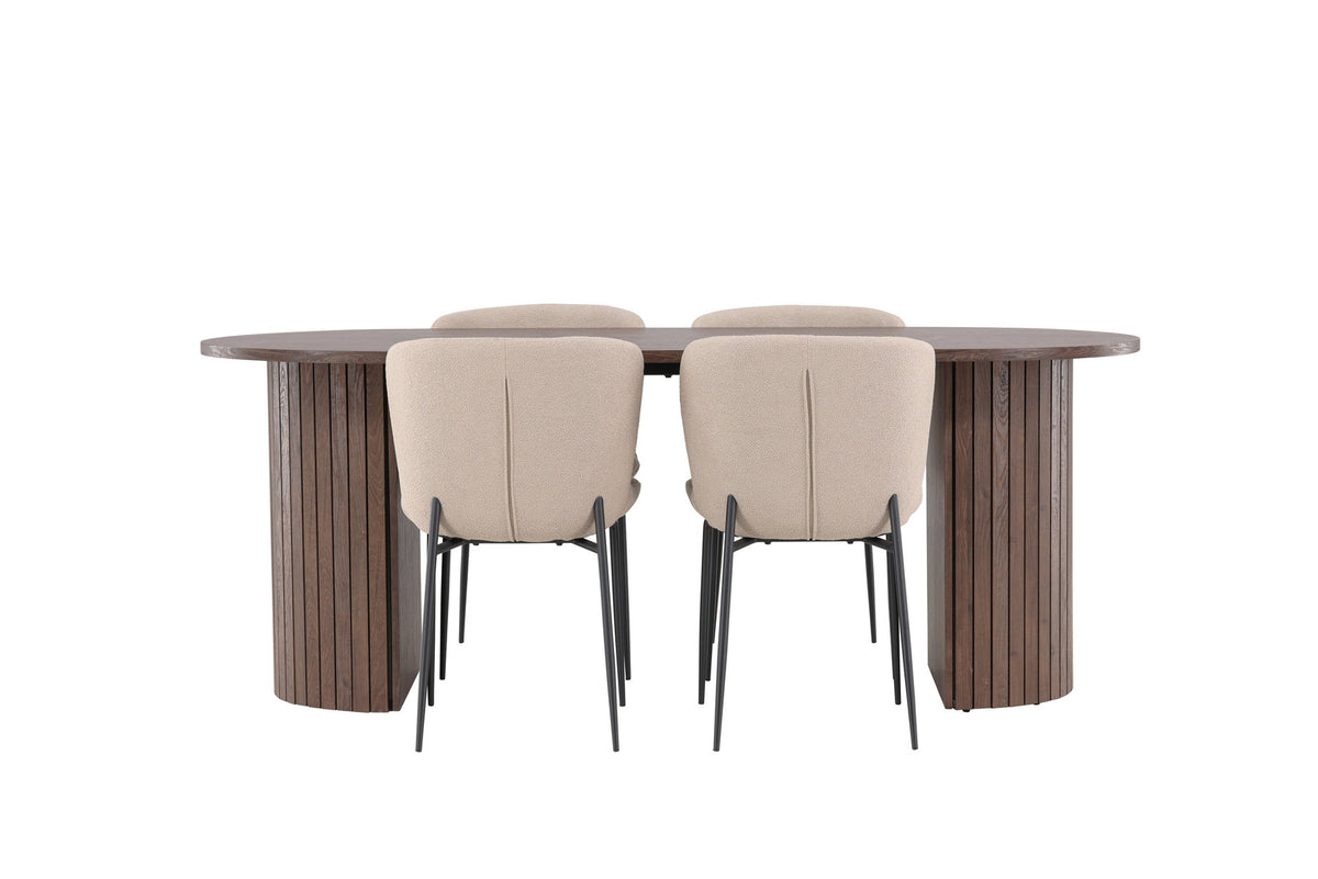 Härön Esstisch mit Modesto Stühlen in Beige präsentiert im Onlineshop von KAQTU Design AG. Esszimmerset ist von Venture Home