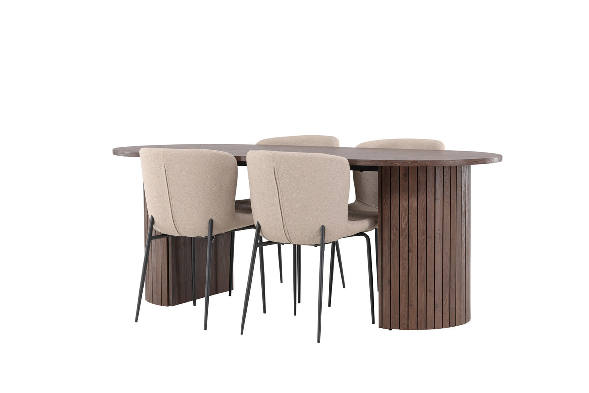 Härön Esstisch mit Modesto Stühlen in Beige präsentiert im Onlineshop von KAQTU Design AG. Esszimmerset ist von Venture Home