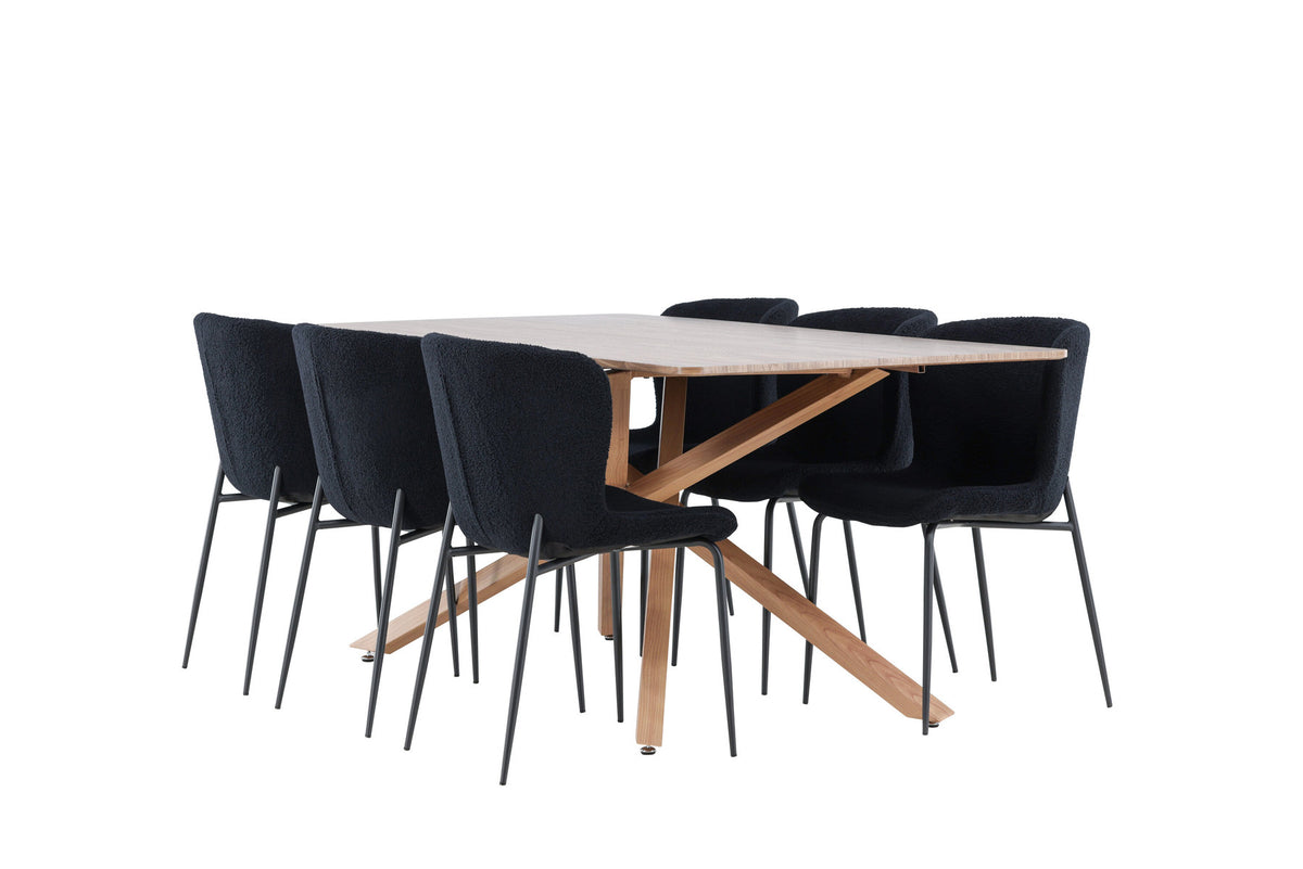 Piazza Esstisch mit Modesto Stühlen in Schwarz präsentiert im Onlineshop von KAQTU Design AG. Esszimmerset ist von Venture Home