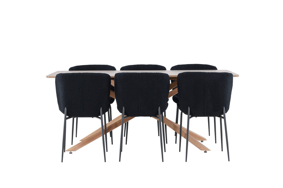 Piazza Esstisch mit Modesto Stühlen in Schwarz präsentiert im Onlineshop von KAQTU Design AG. Esszimmerset ist von Venture Home