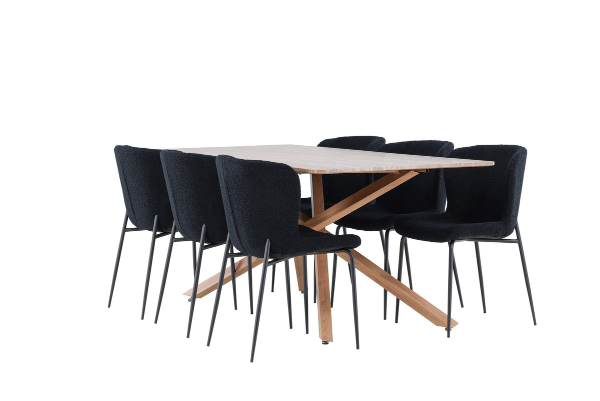 Piazza Esstisch mit Modesto Stühlen in Schwarz präsentiert im Onlineshop von KAQTU Design AG. Esszimmerset ist von Venture Home