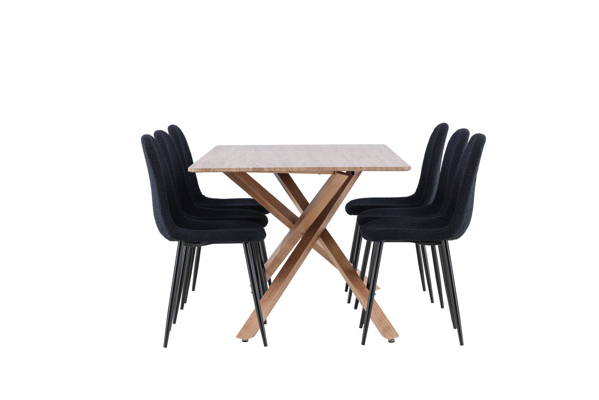 Piazza Esstisch mit Polar Stühlen in Schwarz präsentiert im Onlineshop von KAQTU Design AG. Esszimmerset ist von Venture Home