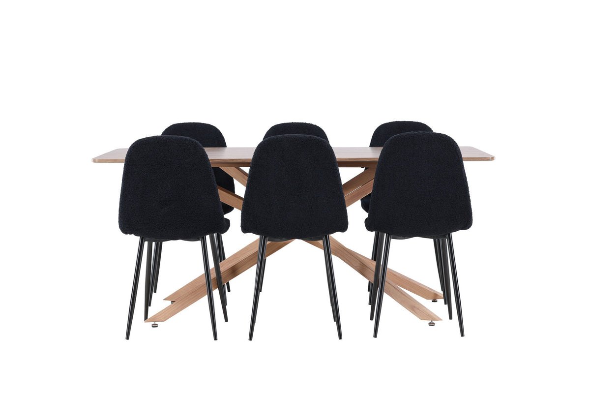 Piazza Esstisch mit Polar Stühlen in Schwarz präsentiert im Onlineshop von KAQTU Design AG. Esszimmerset ist von Venture Home